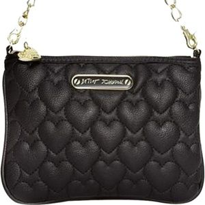 Betsey Johnson Black Quilted Hearts wristlet